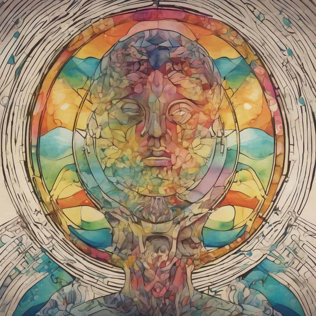 Αφαιρετική τέχνη με πολύχρωμο ανθρώπινο πρόσωπο και αισιόδοξο μήνυμα για τις δυνατότητες της ζωής.